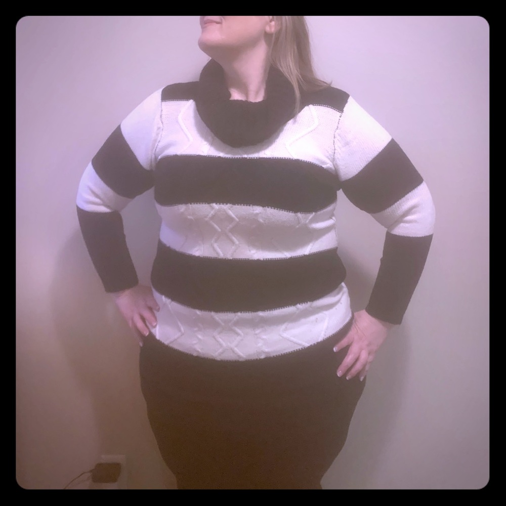 Black and white sweater dress